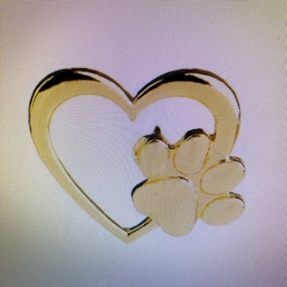 Mini Boho Pet Love Gold Cartoon Paw Print Heart Shaped Unisex Brooch - Picture 4 of 7